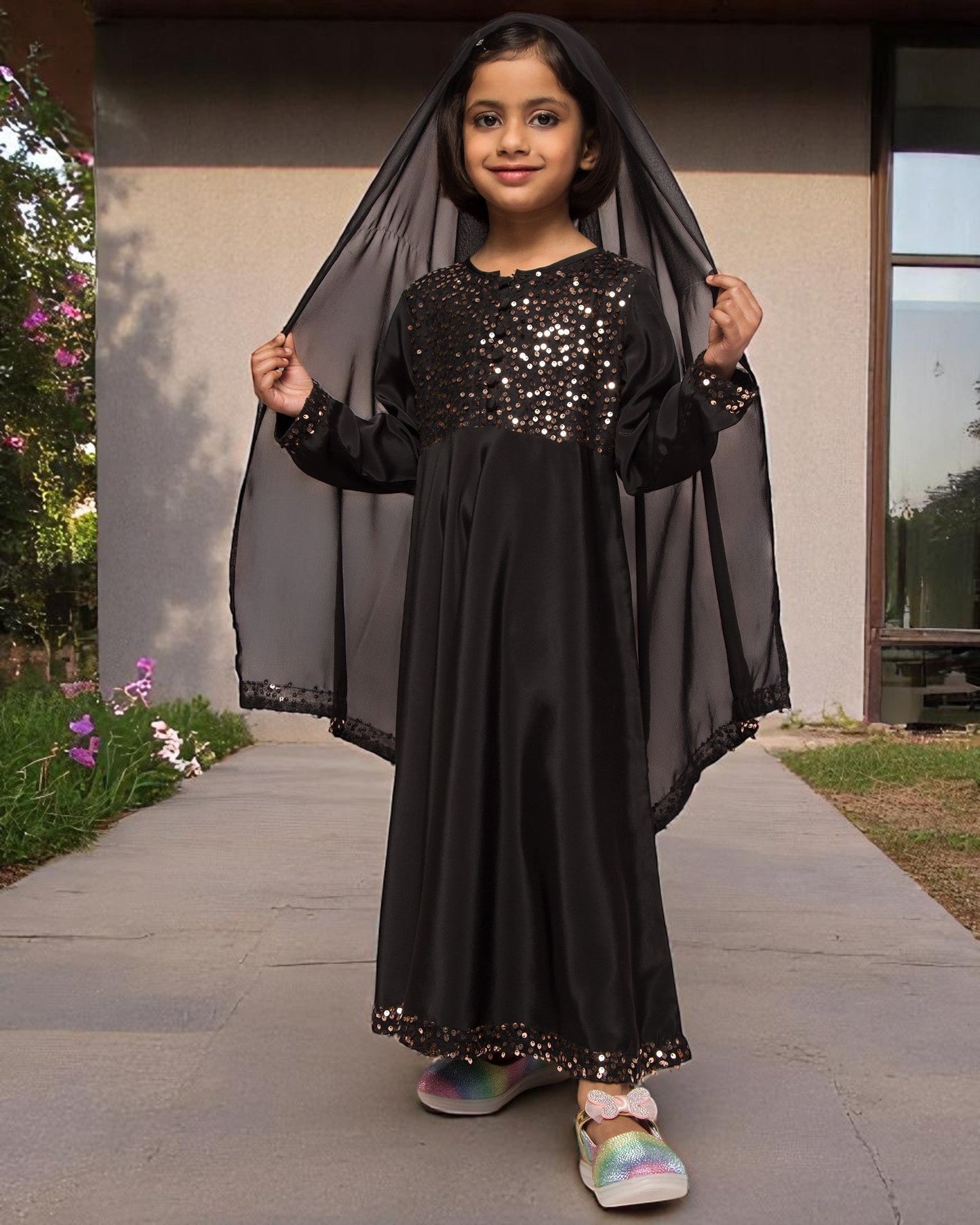 Long Dress With Sequin Work & Matching Dupatta