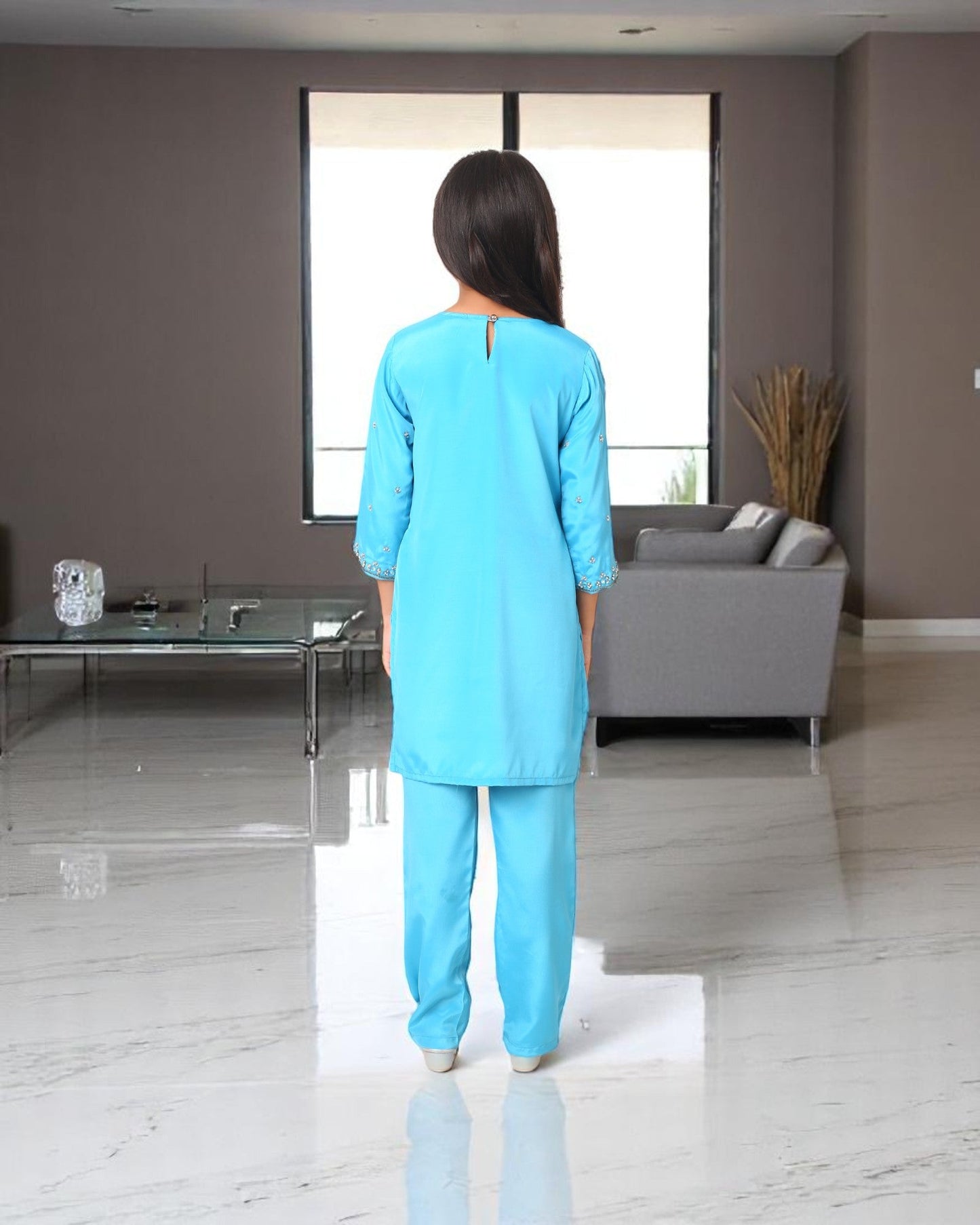 Elegant 3-Piece Ethnic Suit for Girls in Silky French Crepe Fabric