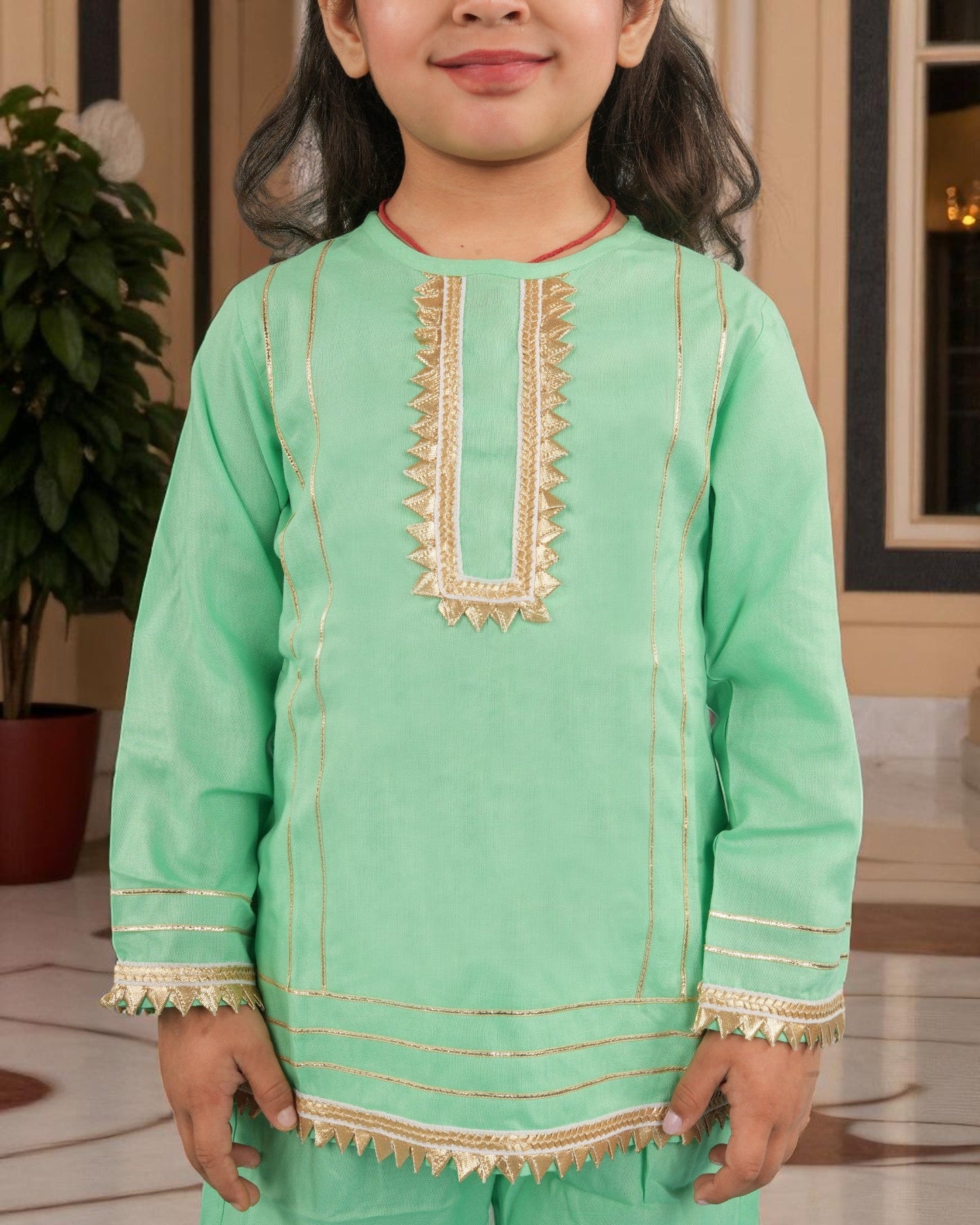 Jashmanara Girls’ Summer Sharara Suit – Rayon, Lace, Full Sleeves