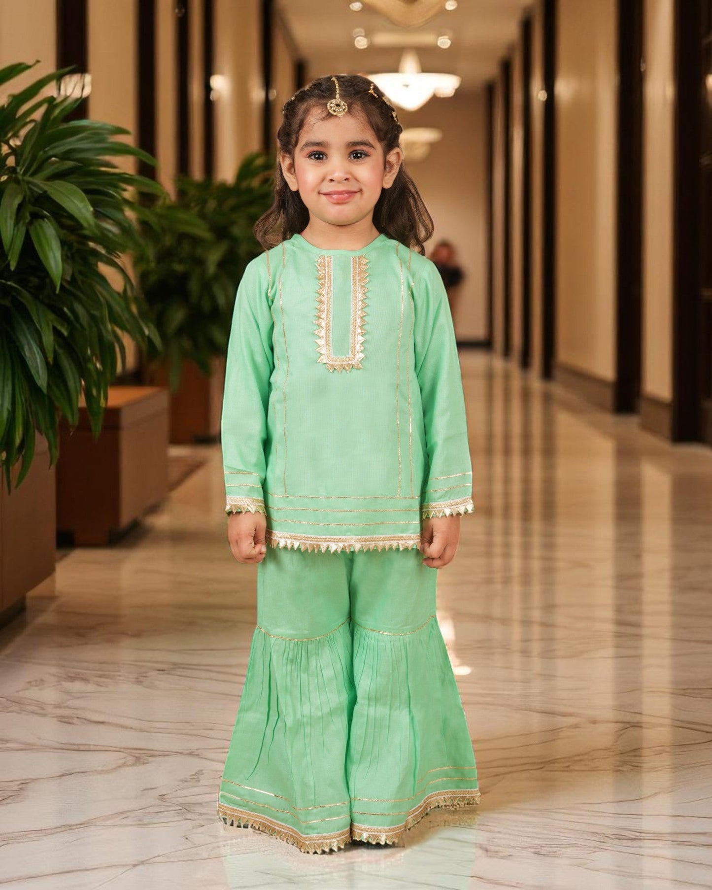 Jashmanara Girls’ Summer Sharara Suit – Rayon, Lace, Full Sleeves