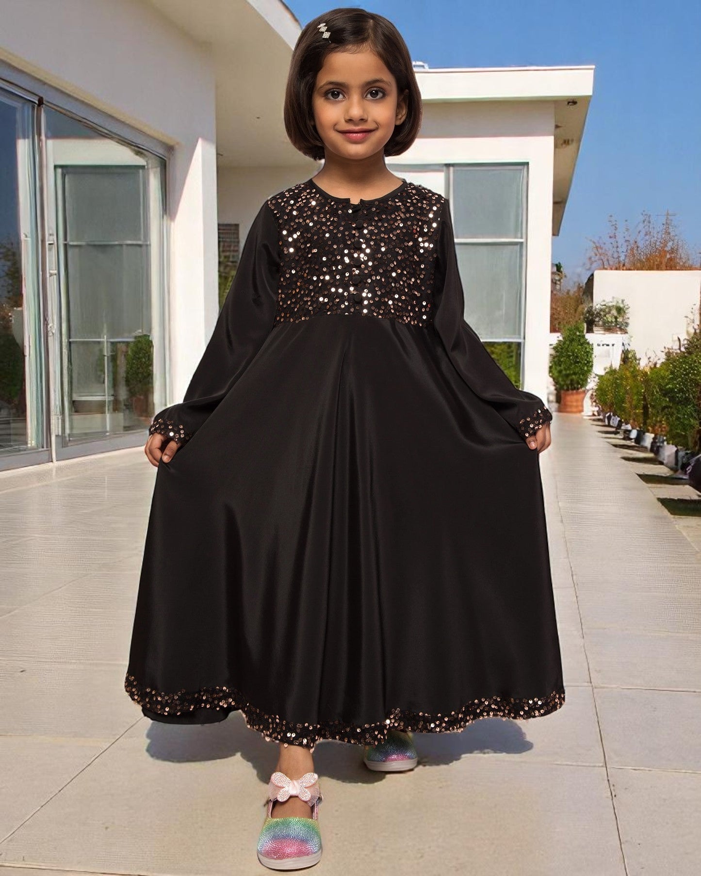 Long Dress With Sequin Work & Matching Dupatta