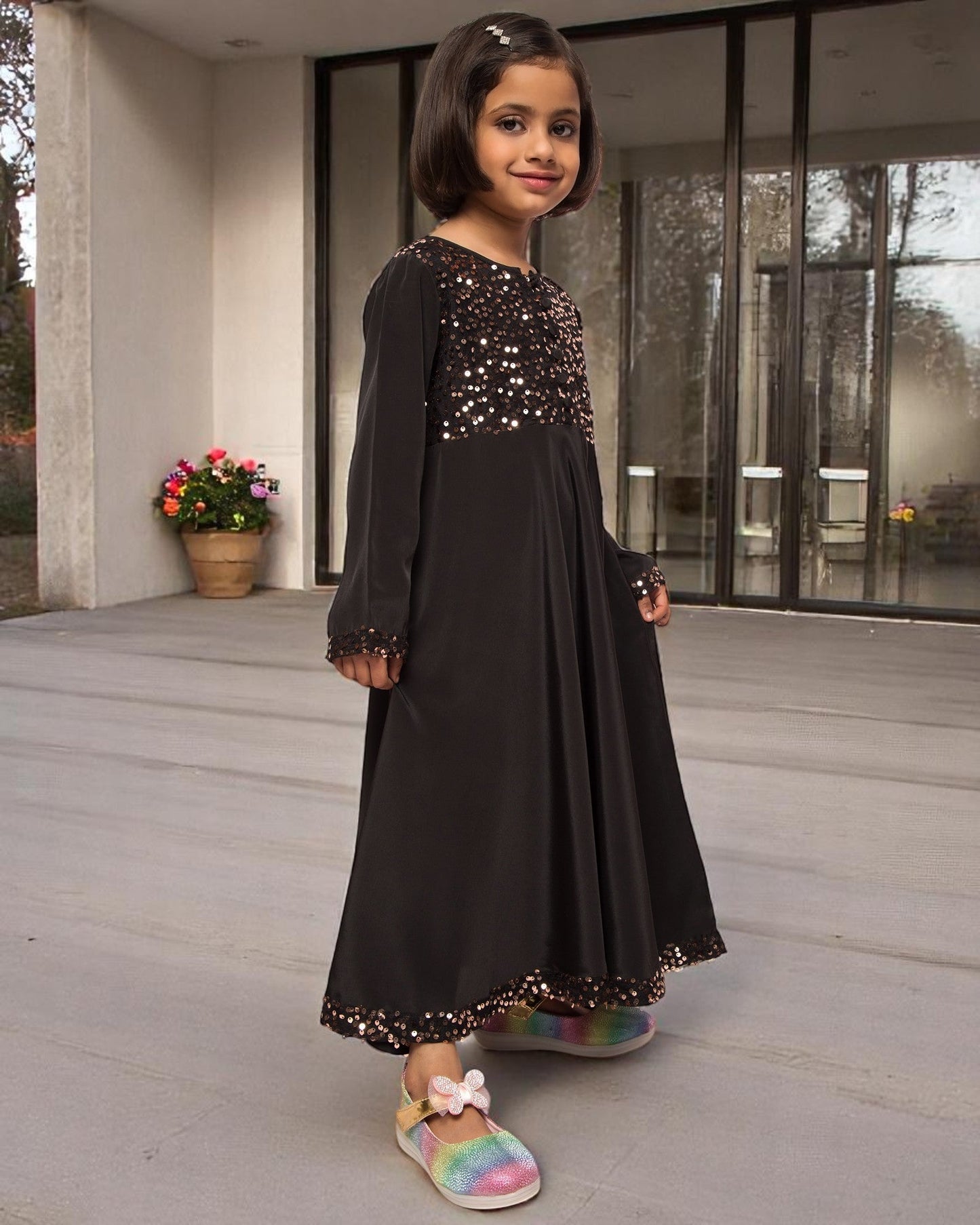 Long Dress With Sequin Work & Matching Dupatta