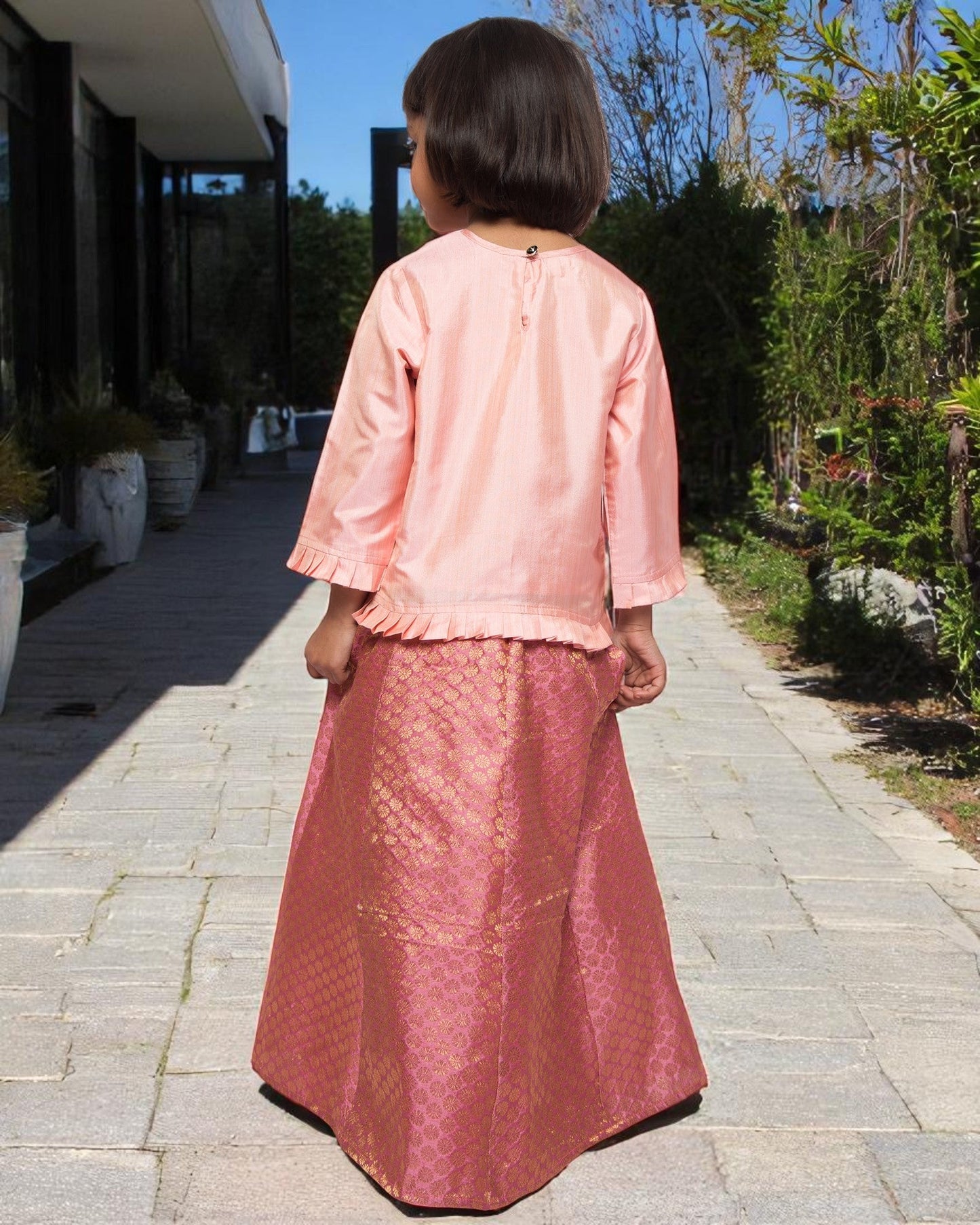 Majestic Elegance: Handcrafted Taffeta & Brocade Ensemble