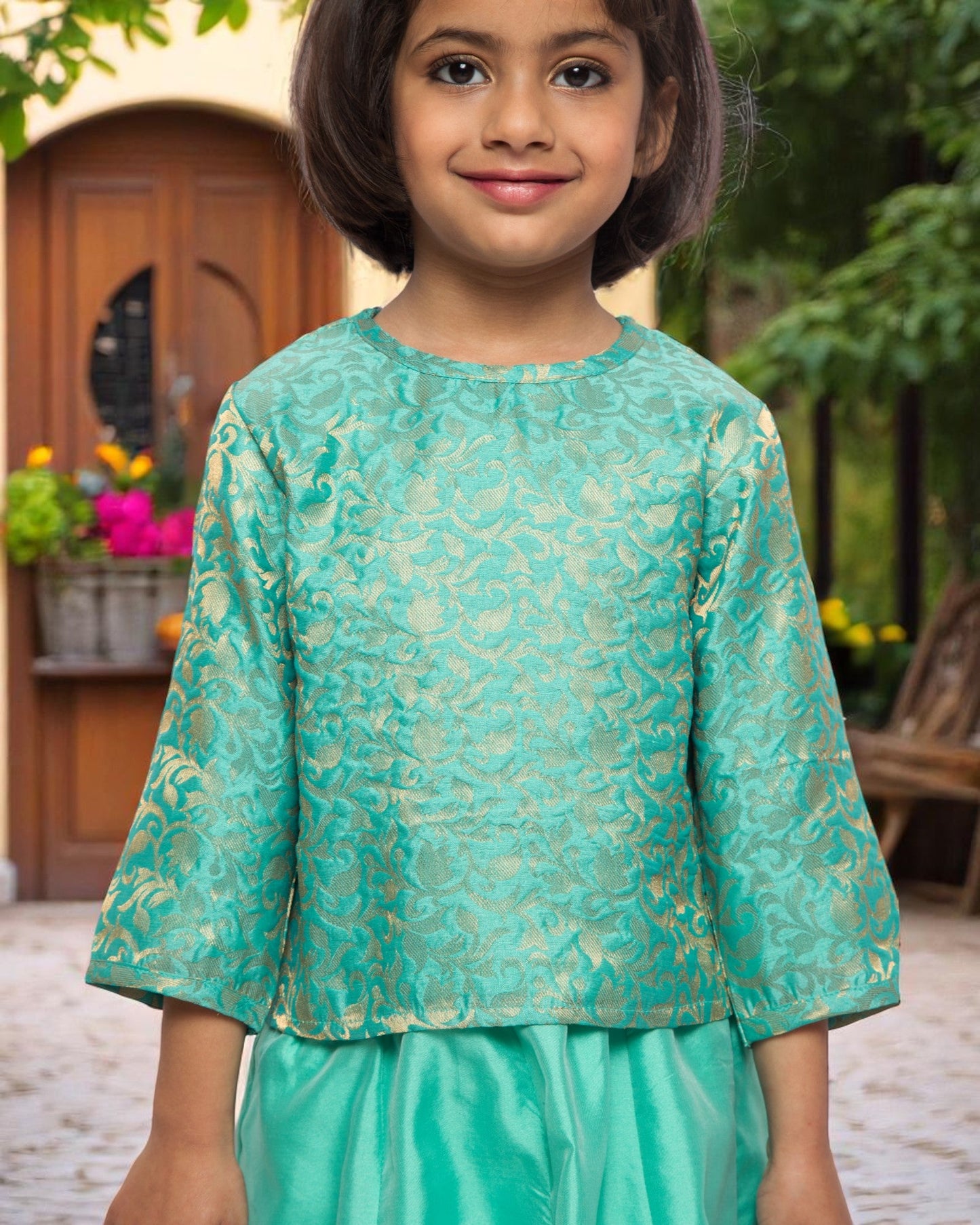 Regal Elegance: Brocade & Georgette 3-Piece Ensemble