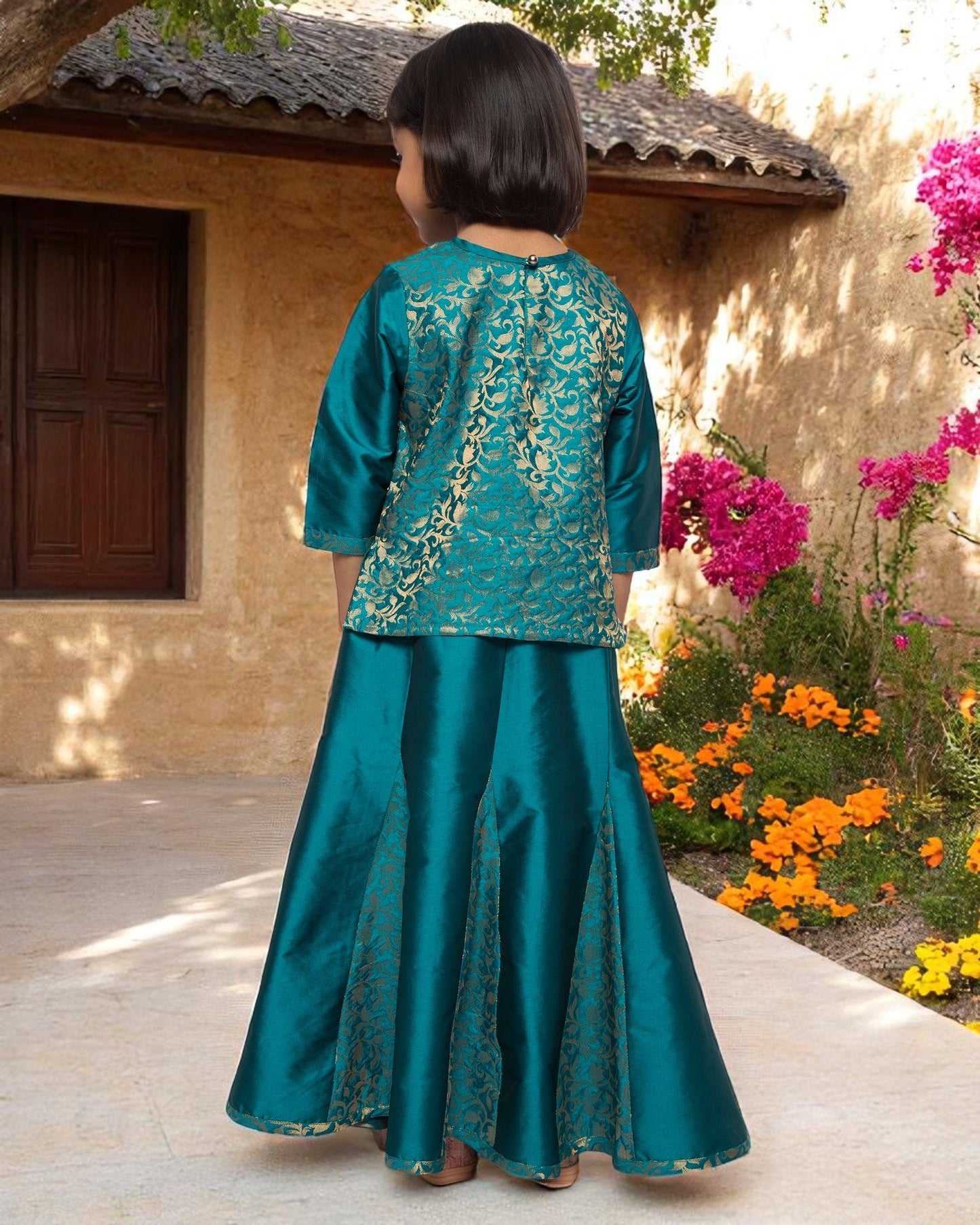 Regal Elegance: Brocade & Georgette 3-Piece Ensemble