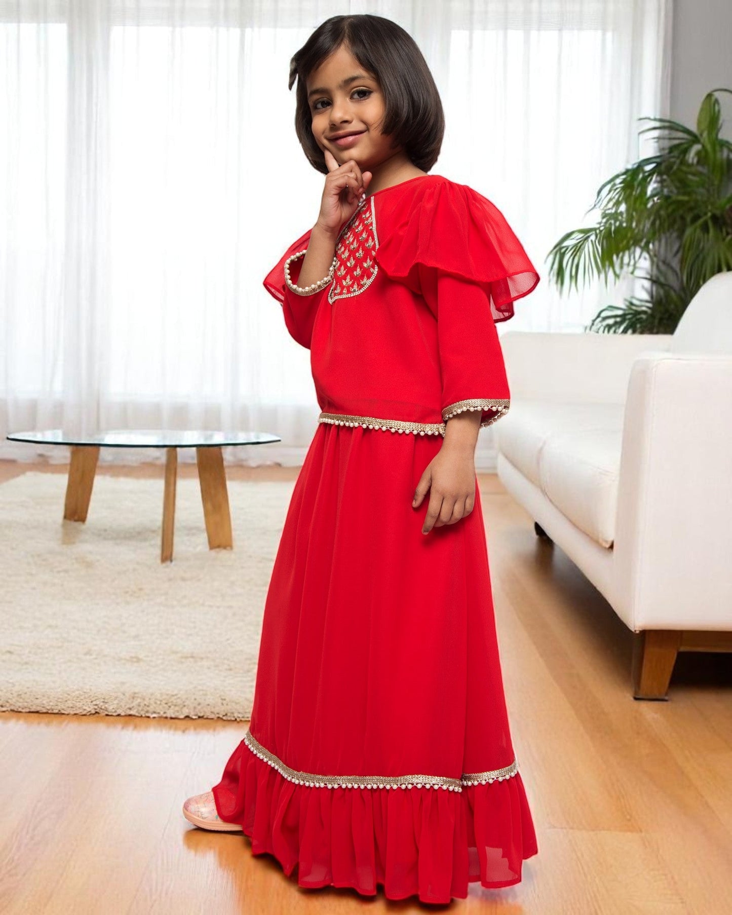 Ethereal Elegance: Handcrafted Poly Georgette Ensemble