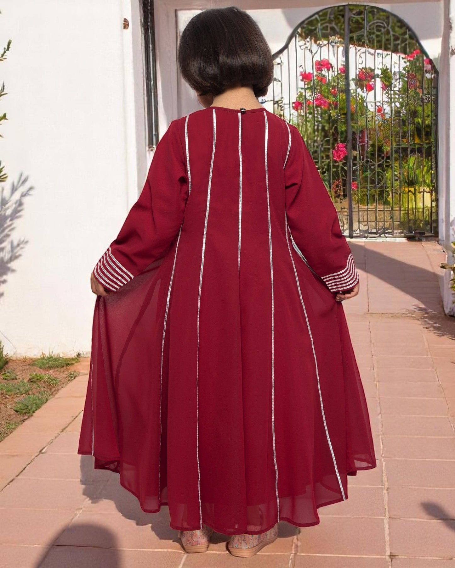 Regal Grace: Georgette Anarkali Maxi with Gota Lace