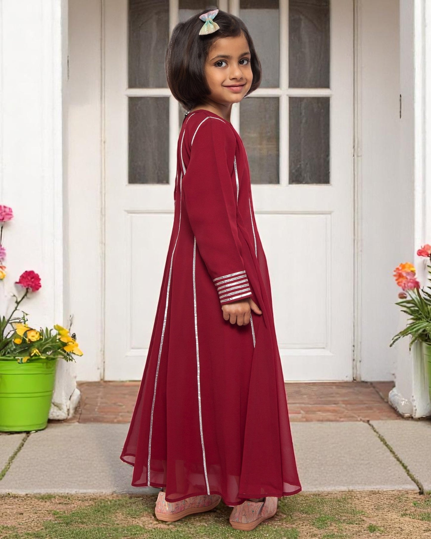 Regal Grace: Georgette Anarkali Maxi with Gota Lace