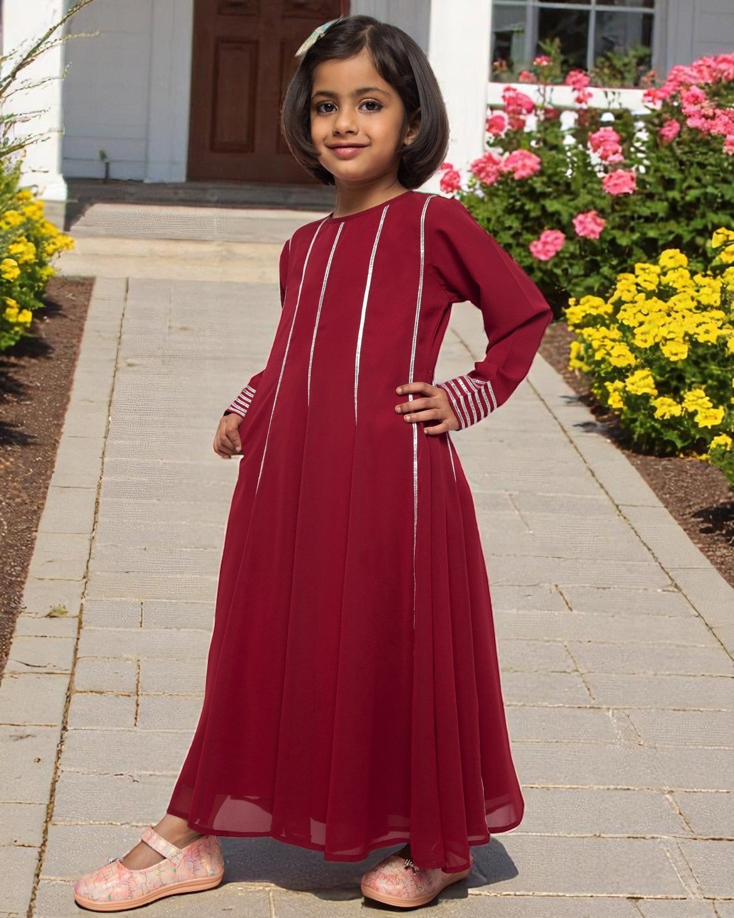 Regal Grace: Georgette Anarkali Maxi with Gota Lace