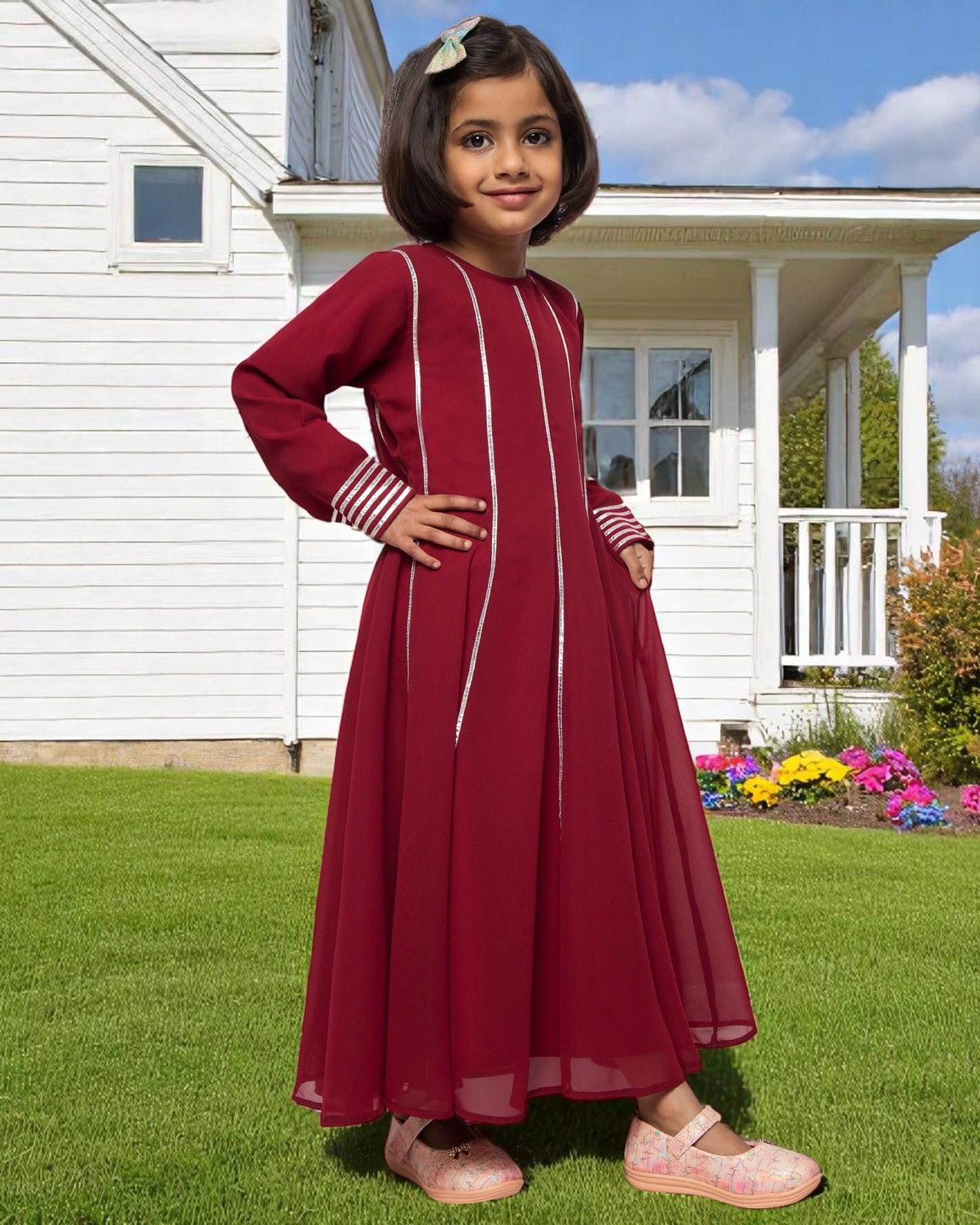 Regal Grace: Georgette Anarkali Maxi with Gota Lace