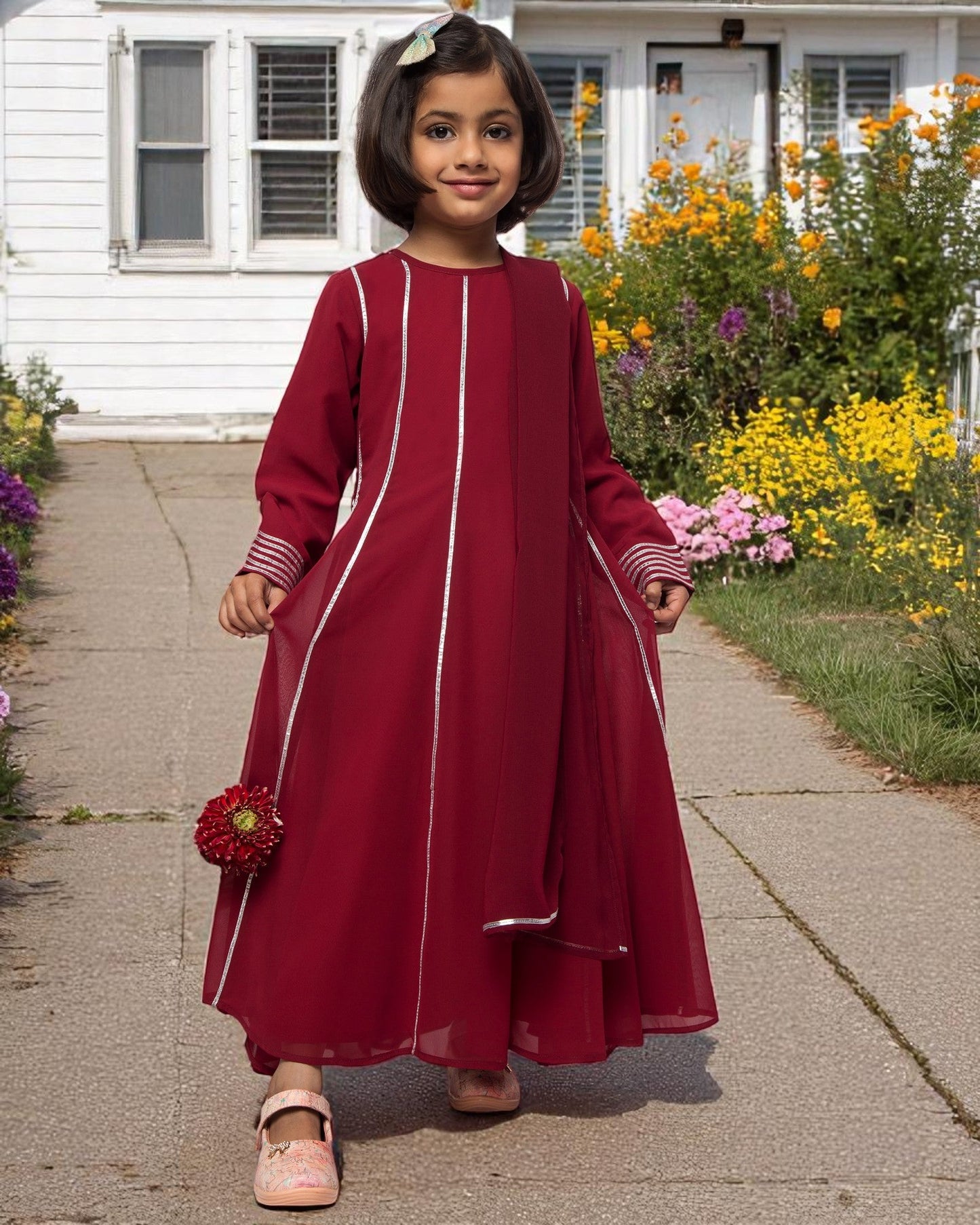 Regal Grace: Georgette Anarkali Maxi with Gota Lace