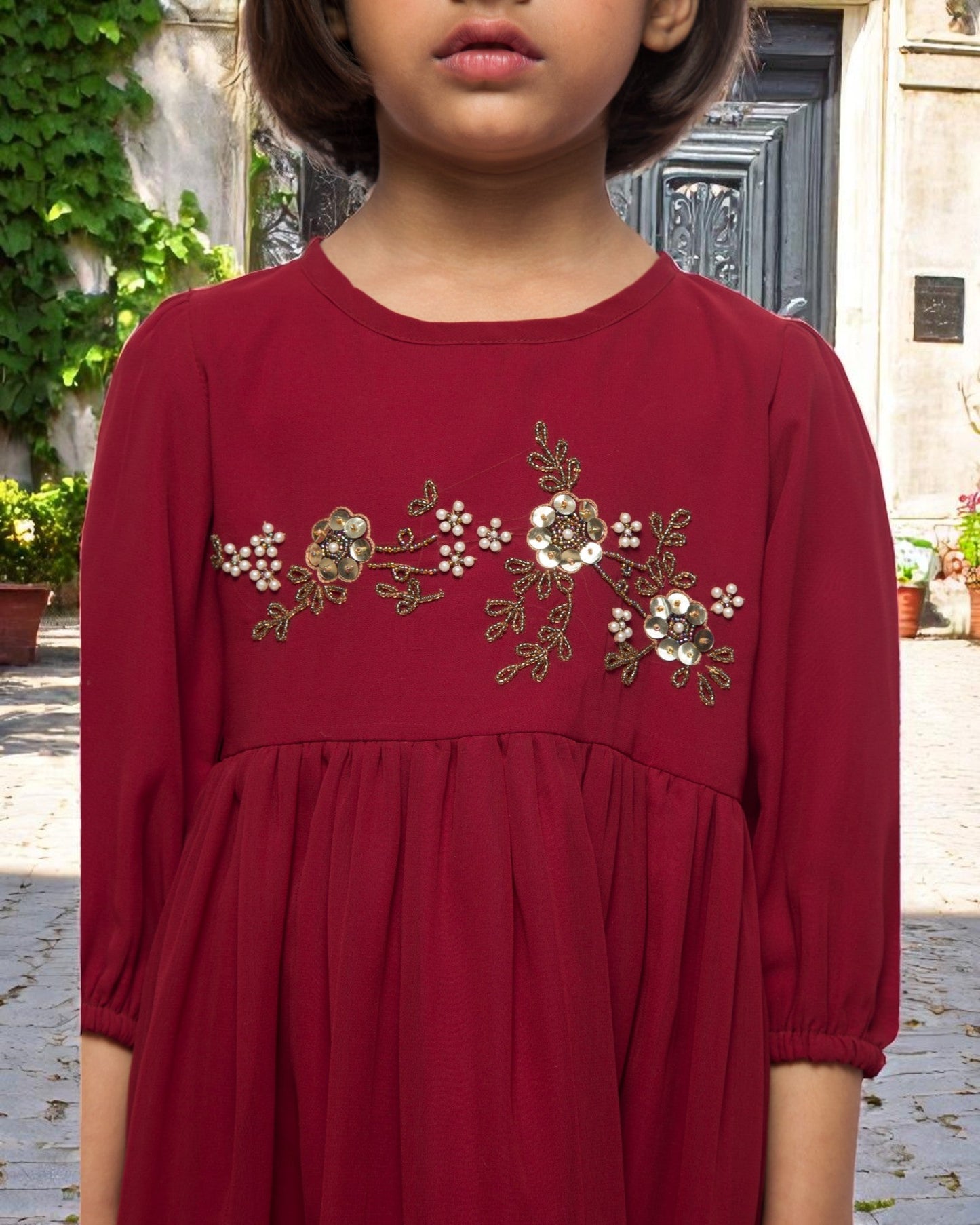 Ethereal Charm:Handwork Embellished Georgette Frock