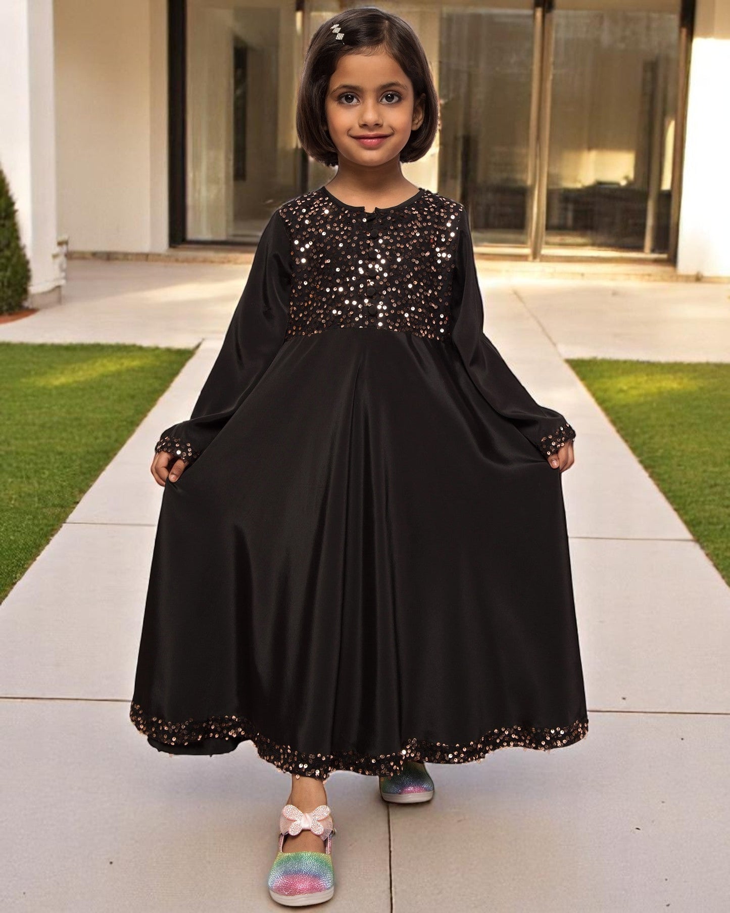 Long Dress With Sequin Work & Matching Dupatta