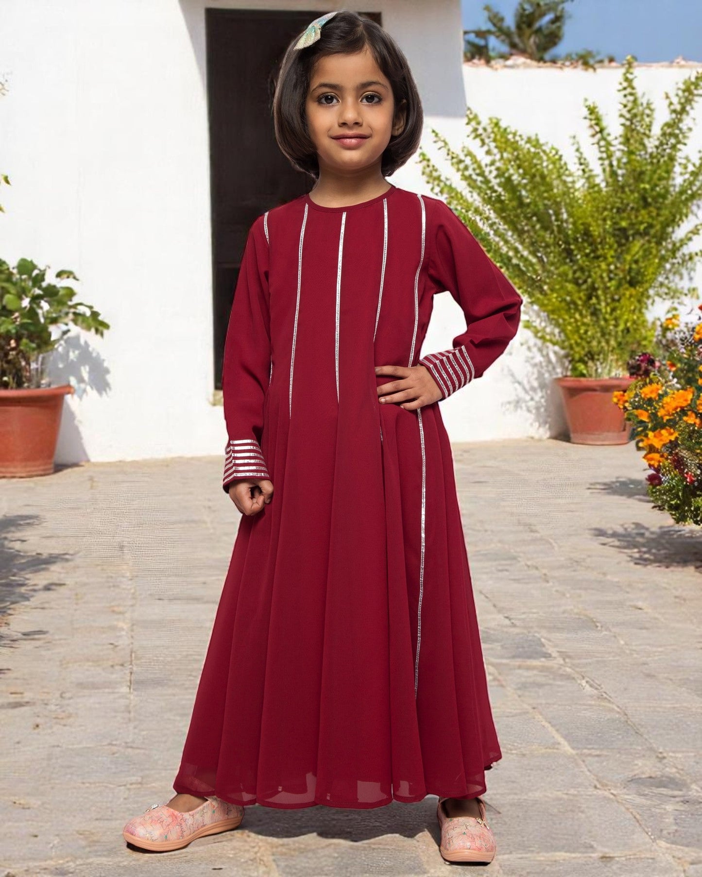 Regal Grace: Georgette Anarkali Maxi with Gota Lace