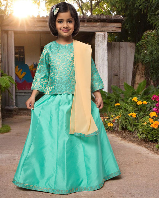 Regal Elegance: Brocade & Georgette 3-Piece Ensemble