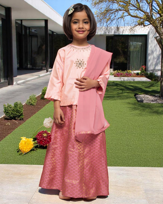 Majestic Elegance: Handcrafted Taffeta & Brocade Ensemble