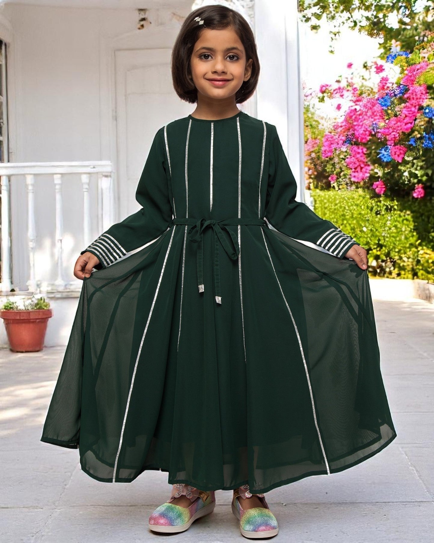 Regal Grace: Georgette Anarkali Maxi with Gota Lace