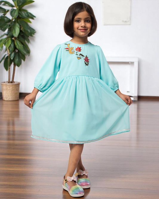 Whimsical Charm: Hand-Embellished Georgette Midi Dress