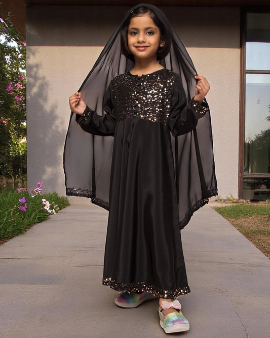 Long Dress With Sequin Work & Matching Dupatta