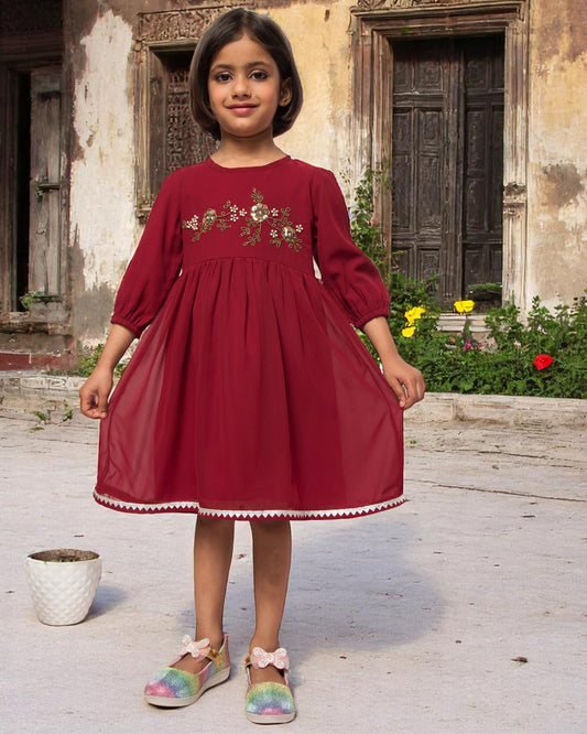Ethereal Charm:Handwork Embellished Georgette Frock