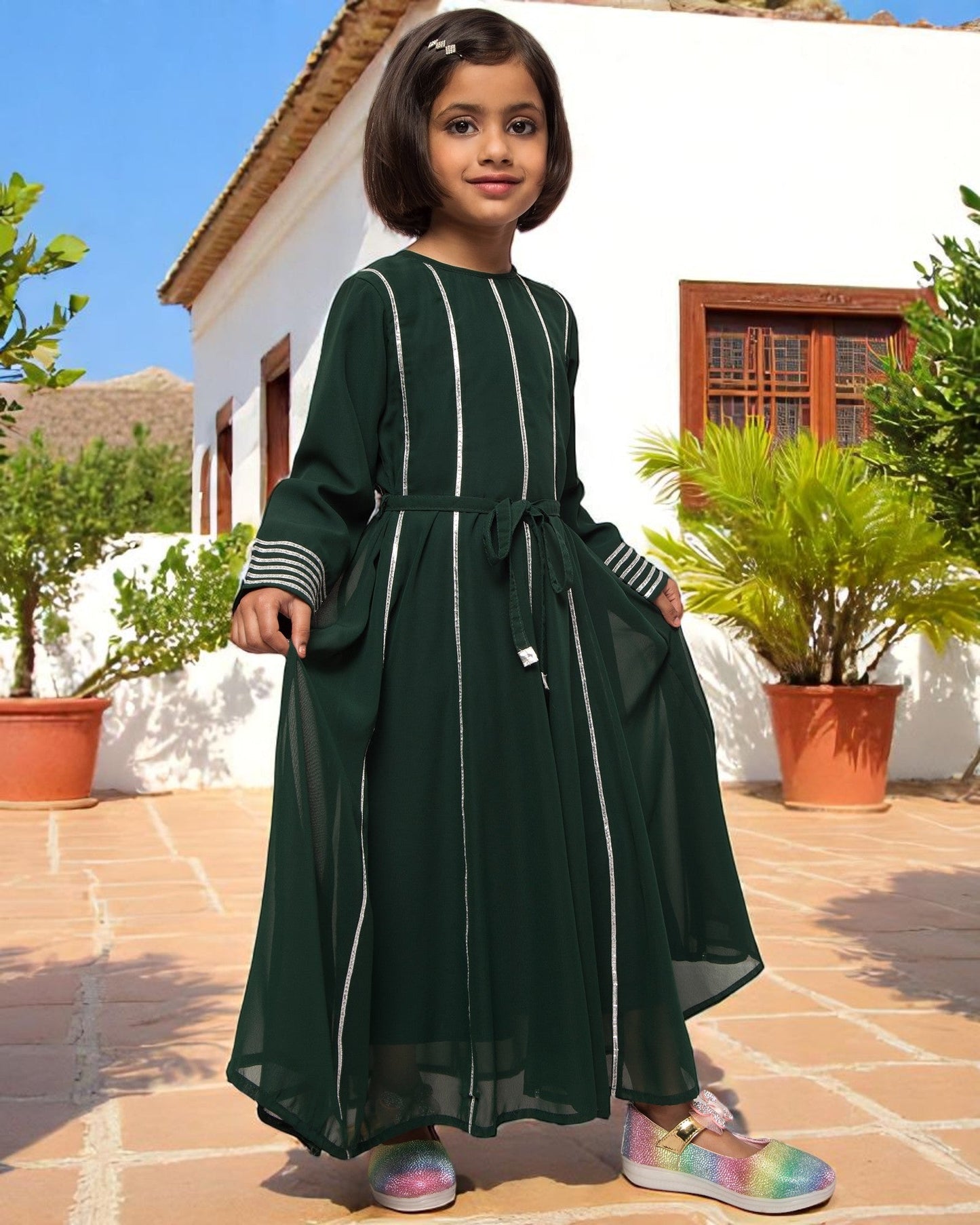 Regal Grace: Georgette Anarkali Maxi with Gota Lace
