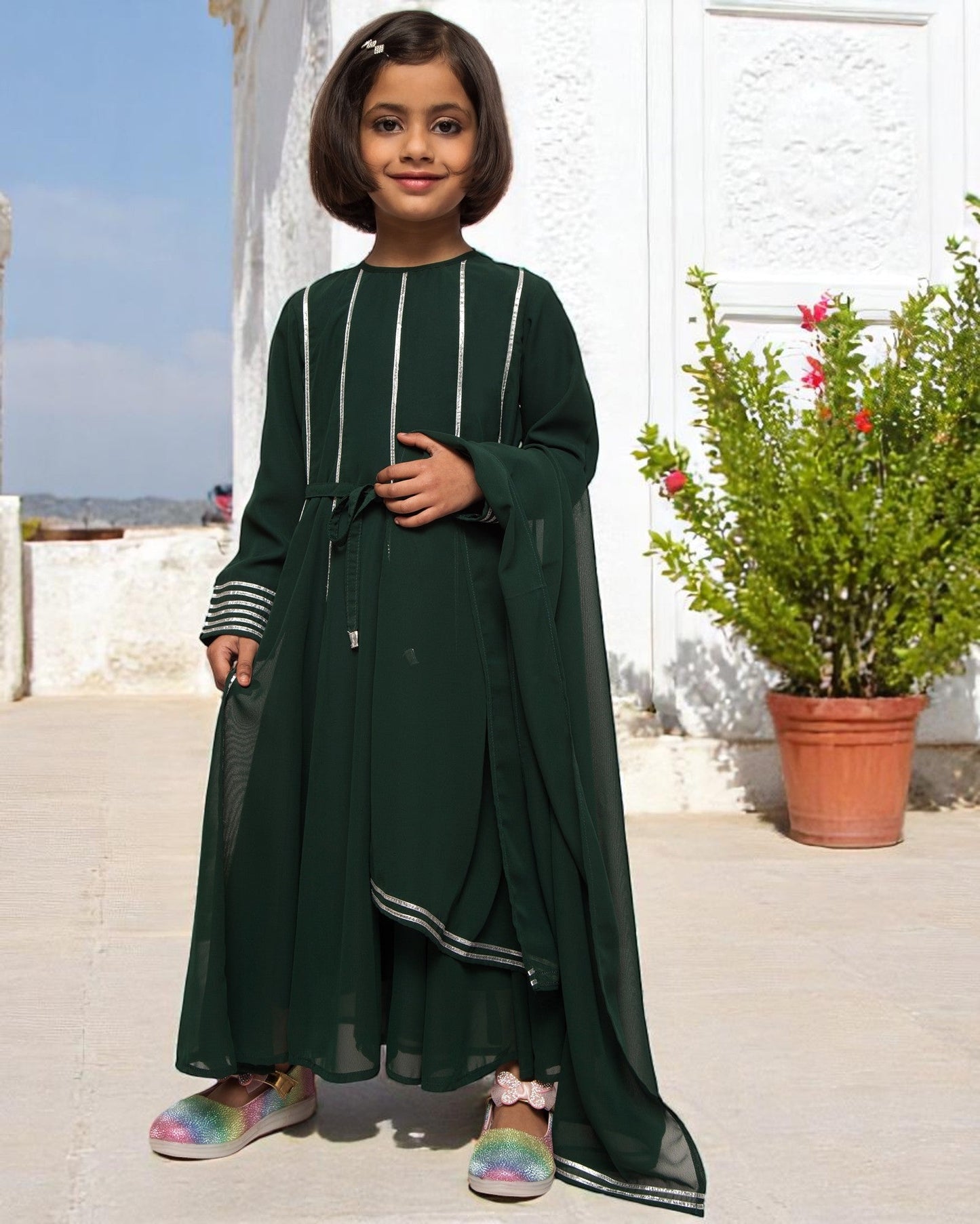 Regal Grace: Georgette Anarkali Maxi with Gota Lace