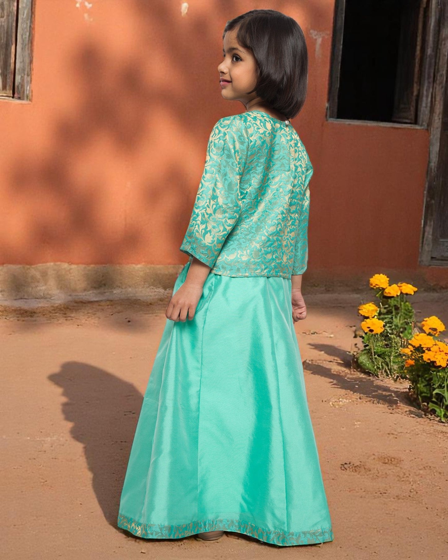 Regal Elegance: Brocade & Georgette 3-Piece Ensemble