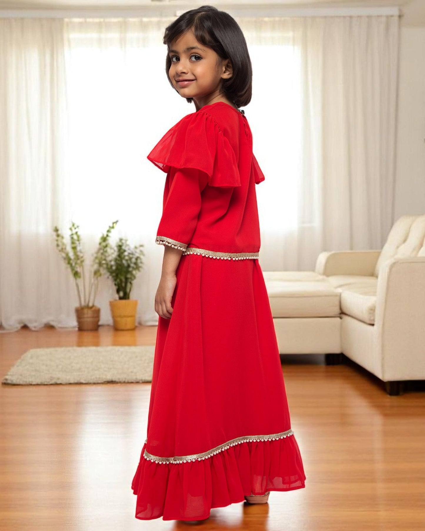 Ethereal Elegance: Handcrafted Poly Georgette Ensemble