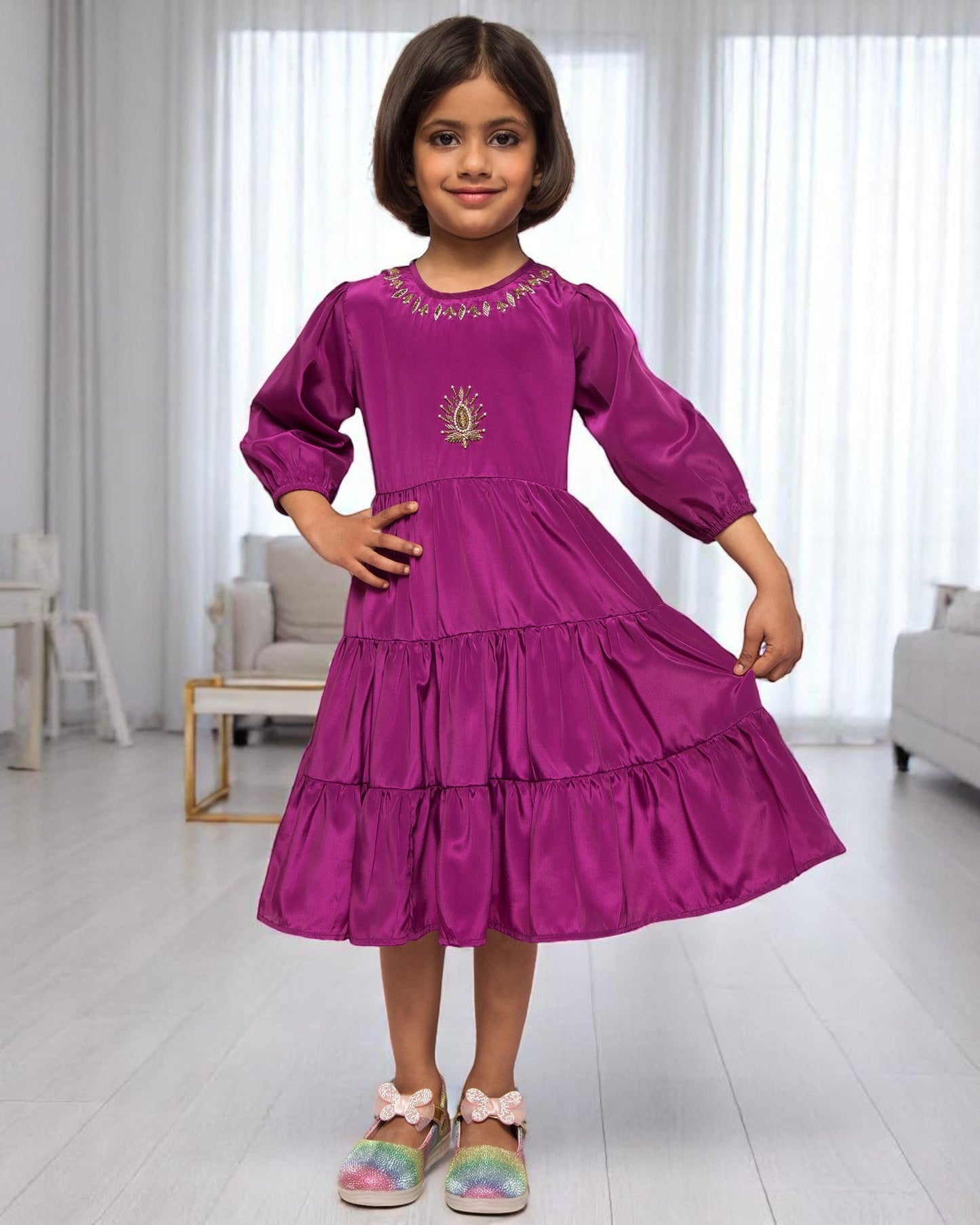 Midi Dress With Handwork Embellishments