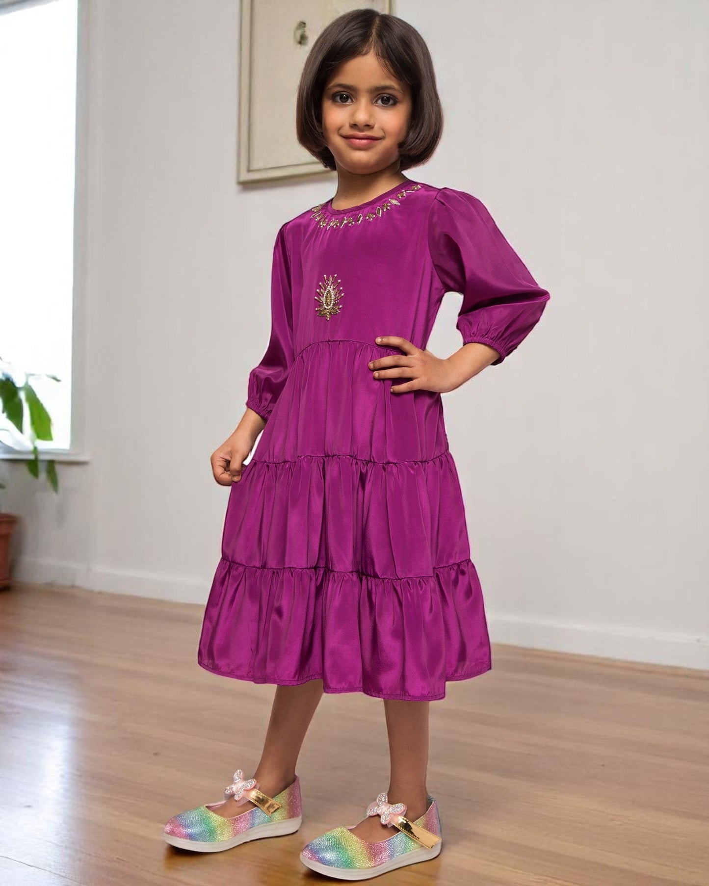 Midi Dress With Handwork Embellishments