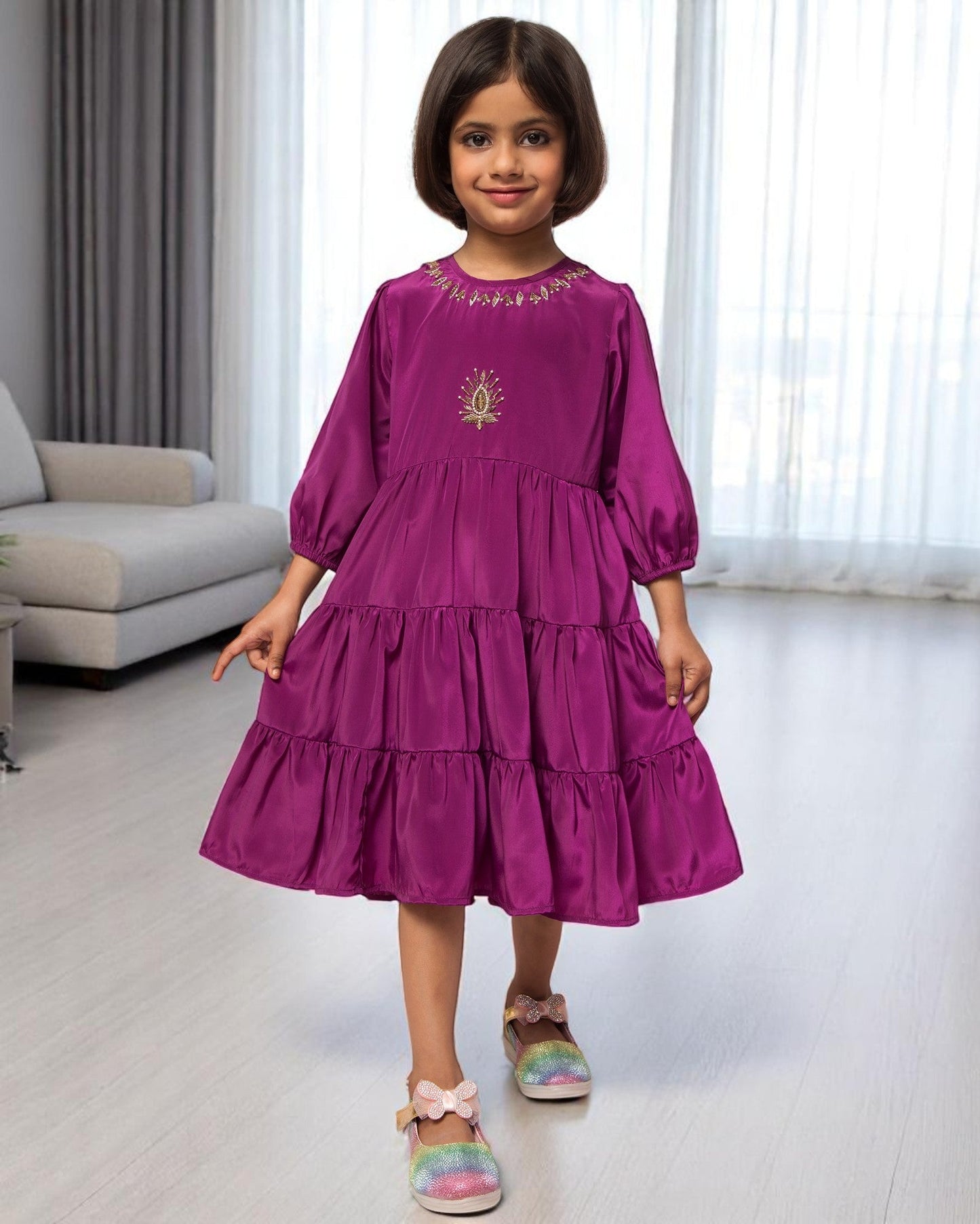 Midi Dress With Handwork Embellishments