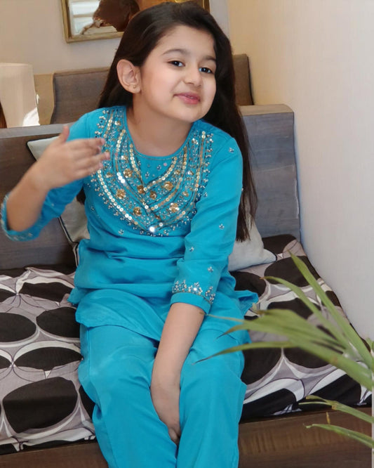 Elegant 3-Piece Ethnic Suit for Girls in Silky French Crepe Fabric