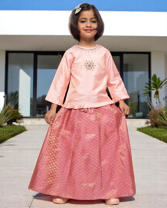Majestic Elegance: Handcrafted Taffeta & Brocade Ensemble